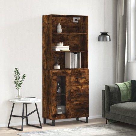 Highboard Räuchereiche 69,5x34x180 cm Holzwerkstoff