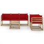 6-tlg. Garten-Lounge-Set mit Roten Kissen 6-tlg. Garten-Lounge-Set mit Roten Kissen