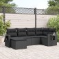 vidaXL 6-tlg. Garten-Sofagarnitur mit Kissen Schwarz Poly Rattan vidaXL 6-tlg. Garten-Sofagarnitur mit Kissen Schwarz Poly Rattan