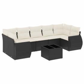 vidaXL 8-tlg. Garten-Sofagarnitur mit Kissen Schwarz Poly Rattan
