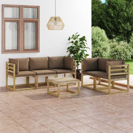 6-tlg. Garten-Lounge-Set mit Taupe Kissen