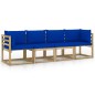 Gartensofa 4-Sitzer mit Kissen in Blau Gartensofa 4-Sitzer mit Kissen in Blau