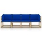 Gartensofa 4-Sitzer mit Kissen in Blau Gartensofa 4-Sitzer mit Kissen in Blau