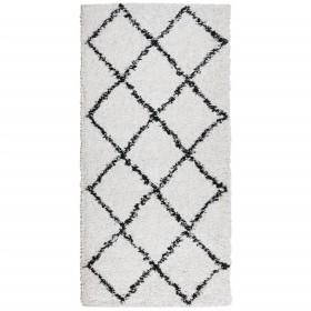 vidaXL Teppich Shaggy Hochflor Modern Creme und Schwarz 100x200 cm
