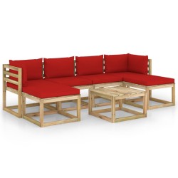 7-tlg. Garten-Lounge-Set mit Kissen Imprägniertes Kiefernholz