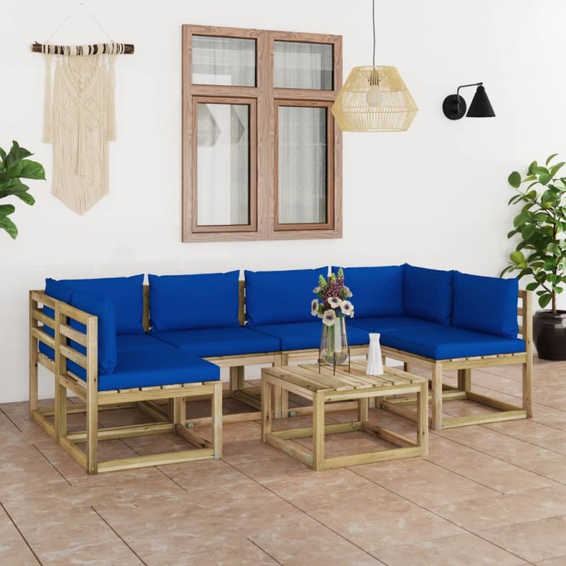 7-tlg. Garten-Lounge-Set mit Kissen Imprägniertes Kiefernholz 7-tlg. Garten-Lounge-Set mit Kissen Imprägniertes Kiefernholz