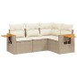 vidaXL 4-tlg. Garten-Sofagarnitur mit Kissen Beige Poly Rattan vidaXL 4-tlg. Garten-Sofagarnitur mit Kissen Beige Poly Rattan