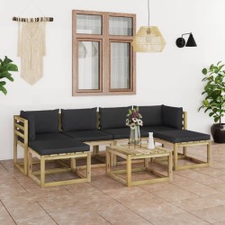 7-tlg. Garten-Lounge-Set mit Kissen Imprägniertes Kiefernholz