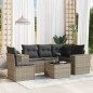 vidaXL 6-tlg. Garten-Sofagarnitur mit Kissen Grau Poly Rattan vidaXL 6-tlg. Garten-Sofagarnitur mit Kissen Grau Poly Rattan
