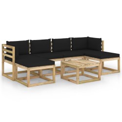 7-tlg. Garten-Lounge-Set mit Kissen Imprägniertes Kiefernholz