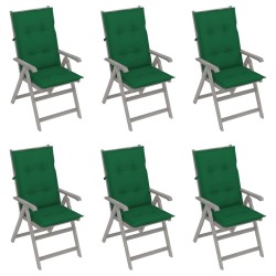 Verstellbare Gartenstühle 6 Stk. mit Auflagen Massivholz Akazie