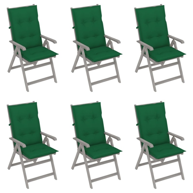 Verstellbare Gartenstühle 6 Stk. mit Auflagen Massivholz Akazie Verstellbare Gartenstühle 6 Stk. mit Auflagen Massivholz Akazie