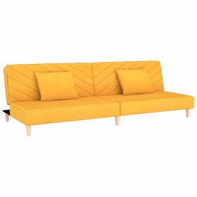 vidaXL Schlafsofa 2-Sitzer mit 2 Kissen Gelb Stoff
