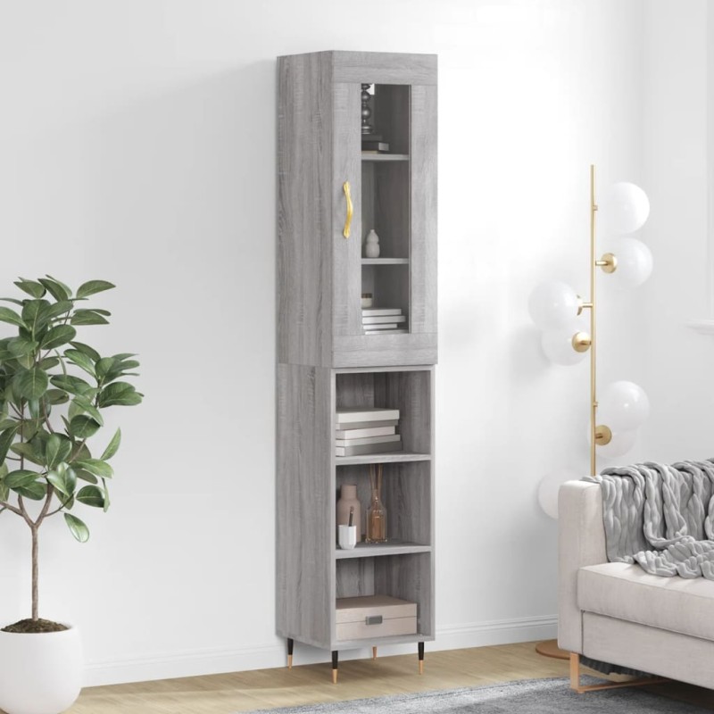 Highboard Grau Sonoma 34,5x34x180 cm Holzwerkstoff Highboard Grau Sonoma 34,5x34x180 cm Holzwerkstoff
