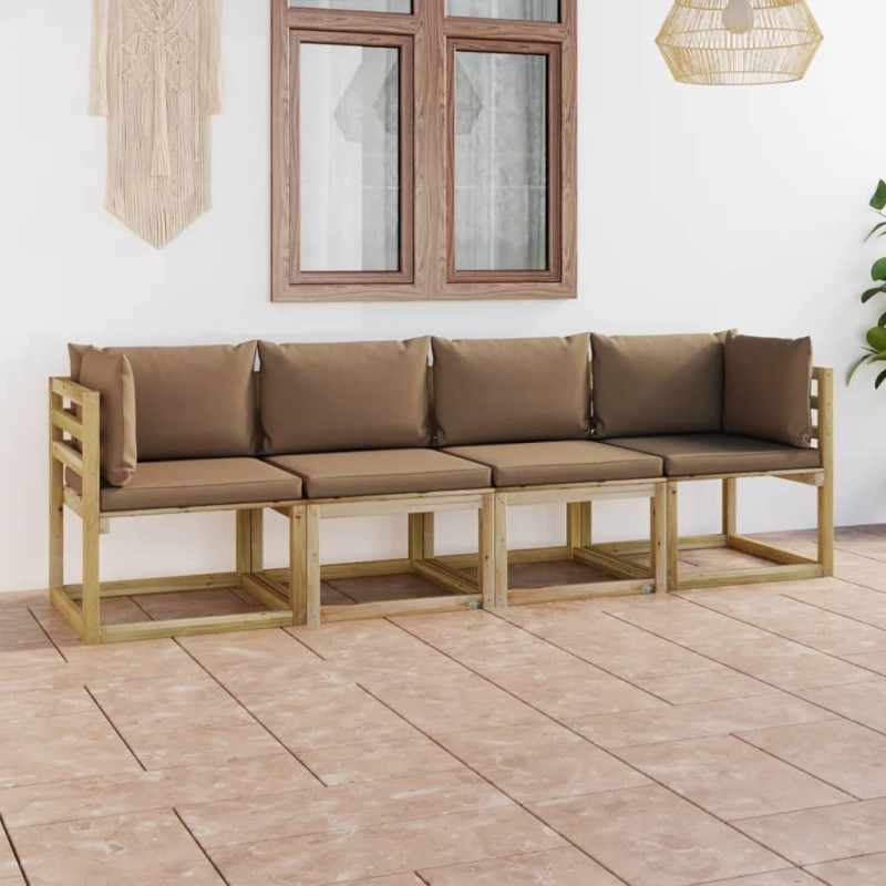 Gartensofa 4-Sitzer mit Kissen in Taupe Gartensofa 4-Sitzer mit Kissen in Taupe