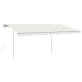 vidaXL Markise Automatisch Einziehbar mit Pfosten 4,5x3,5 m Creme