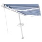 vidaXL Markise Manuell Einziehbar mit LED 400x300 cm Blau Weiß vidaXL Markise Manuell Einziehbar mit LED 400x300 cm Blau Weiß
