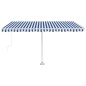 vidaXL Markise Manuell Einziehbar mit LED 400x300 cm Blau Weiß vidaXL Markise Manuell Einziehbar mit LED 400x300 cm Blau Weiß