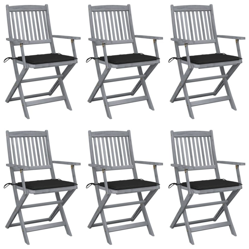 Klappbare Gartenstühle 6 Stk. mit Sitzkissen Massivholz Akazie Klappbare Gartenstühle 6 Stk. mit Sitzkissen Massivholz Akazie