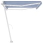 vidaXL Markise Manuell Einziehbar mit LED 400x300 cm Blau Weiß vidaXL Markise Manuell Einziehbar mit LED 400x300 cm Blau Weiß
