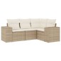 vidaXL 4-tlg. Garten-Sofagarnitur mit Kissen Beige Poly Rattan vidaXL 4-tlg. Garten-Sofagarnitur mit Kissen Beige Poly Rattan
