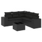 vidaXL 6-tlg. Garten-Sofagarnitur mit Kissen Schwarz Poly Rattan vidaXL 6-tlg. Garten-Sofagarnitur mit Kissen Schwarz Poly Rattan