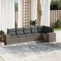 vidaXL 6-tlg. Garten-Sofagarnitur mit Kissen Grau Poly Rattan vidaXL 6-tlg. Garten-Sofagarnitur mit Kissen Grau Poly Rattan
