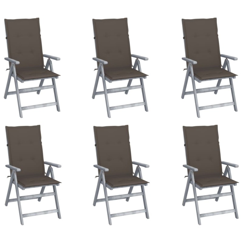 Verstellbare Gartenstühle 6 Stk. mit Auflagen Massivholz Akazie Verstellbare Gartenstühle 6 Stk. mit Auflagen Massivholz Akazie