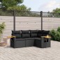 vidaXL 4-tlg. Garten-Sofagarnitur mit Kissen Schwarz Poly Rattan vidaXL 4-tlg. Garten-Sofagarnitur mit Kissen Schwarz Poly Rattan
