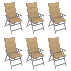 Verstellbare Gartenstühle 6 Stk. mit Auflagen Massivholz Akazie