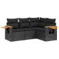 vidaXL 4-tlg. Garten-Sofagarnitur mit Kissen Schwarz Poly Rattan vidaXL 4-tlg. Garten-Sofagarnitur mit Kissen Schwarz Poly Rattan