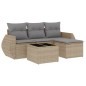 vidaXL 5-tlg. Garten-Sofagarnitur mit Kissen Beige Poly Rattan vidaXL 5-tlg. Garten-Sofagarnitur mit Kissen Beige Poly Rattan