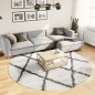 vidaXL Teppich Shaggy Hochflor Modern Creme und Schwarz Ø 240 cm vidaXL Teppich Shaggy Hochflor Modern Creme und Schwarz Ø 240 cm