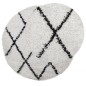 vidaXL Teppich Shaggy Hochflor Modern Creme und Schwarz Ø 240 cm vidaXL Teppich Shaggy Hochflor Modern Creme und Schwarz Ø 240 cm