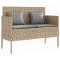 vidaXL Gartenbank mit Kissen Beige Poly Rattan vidaXL Gartenbank mit Kissen Beige Poly Rattan