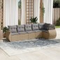 vidaXL 6-tlg. Garten-Sofagarnitur mit Kissen Beige Poly Rattan vidaXL 6-tlg. Garten-Sofagarnitur mit Kissen Beige Poly Rattan