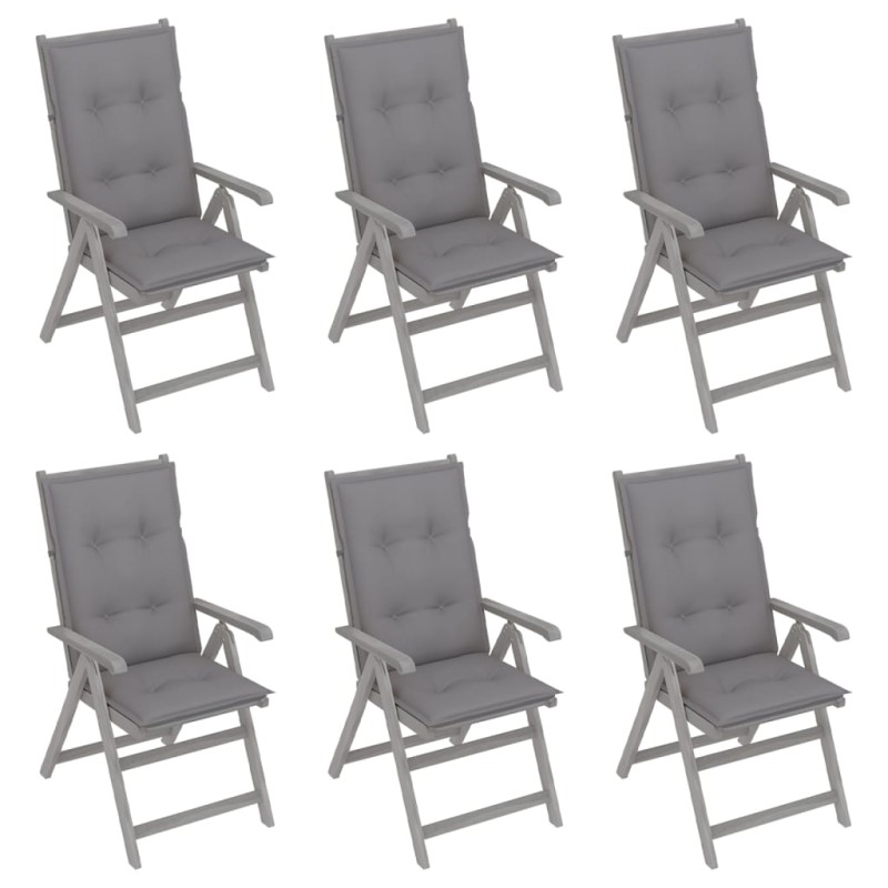 Verstellbare Gartenstühle 6 Stk. mit Auflagen Massivholz Akazie Verstellbare Gartenstühle 6 Stk. mit Auflagen Massivholz Akazie