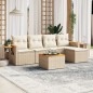 vidaXL 6-tlg. Garten-Sofagarnitur mit Kissen Beige Poly Rattan vidaXL 6-tlg. Garten-Sofagarnitur mit Kissen Beige Poly Rattan
