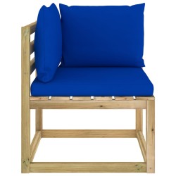 vidaXL Garten-Ecksofa mit Kissen in Grün Imprägniertes Kiefernholz