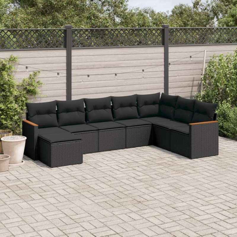 vidaXL 8-tlg. Garten-Sofagarnitur mit Kissen Schwarz Poly Rattan vidaXL 8-tlg. Garten-Sofagarnitur mit Kissen Schwarz Poly Rattan