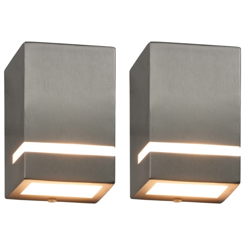vidaXL Außenwandleuchten 2 Stk. 35 W Silbern Rechteckig vidaXL Außenwandleuchten 2 Stk. 35 W Silbern Rechteckig