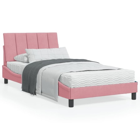 vidaXL Bettgestell mit Kopfteil Rosa 100x200 cm Samt