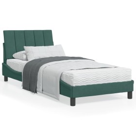 vidaXL Bettgestell mit Kopfteil Dunkelgrün 90x190 cm Samt
