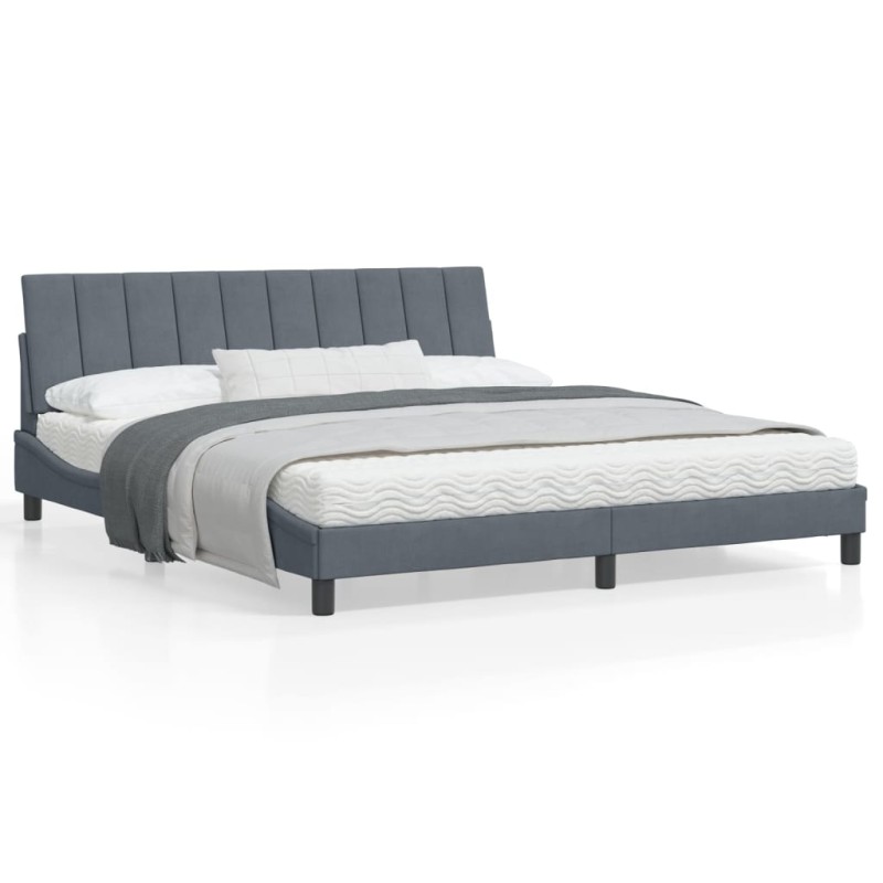 vidaXL Bettgestell mit Kopfteil Dunkelgrau 180x200 cm Samt vidaXL Bettgestell mit Kopfteil Dunkelgrau 180x200 cm Samt
