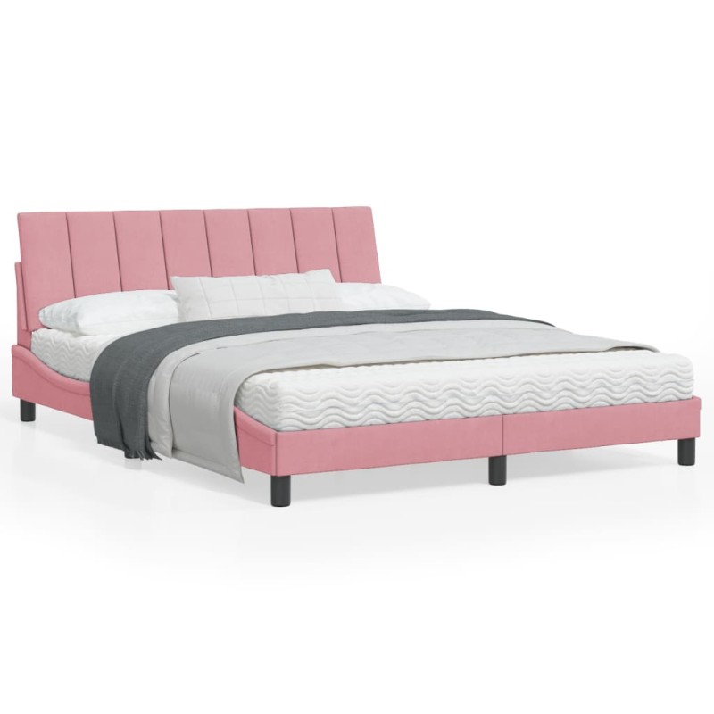 vidaXL Bettgestell mit Kopfteil Rosa 160x200 cm Samt vidaXL Bettgestell mit Kopfteil Rosa 160x200 cm Samt