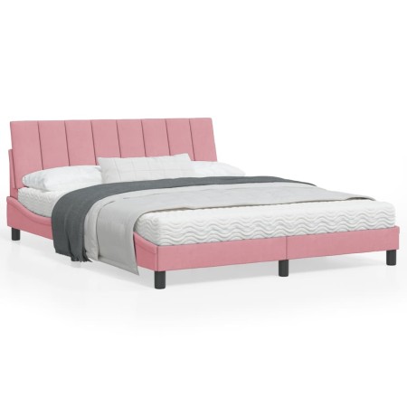 vidaXL Bettgestell mit Kopfteil Rosa 160x200 cm Samt