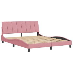 vidaXL Bettgestell mit Kopfteil Rosa 160x200 cm Samt