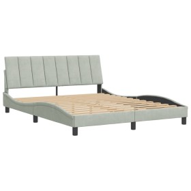 vidaXL Bettgestell mit Kopfteil Hellgrau 160x200 cm Samt
