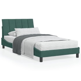 vidaXL Bettgestell mit Kopfteil Dunkelgrün 100x200 cm Samt