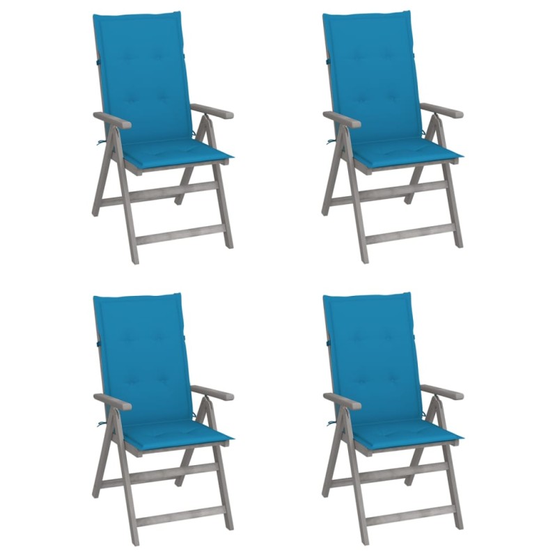 vidaXL Hochlehner Verstellbar 4 Stk. mit Auflagen Massivholz Akazie vidaXL Hochlehner Verstellbar 4 Stk. mit Auflagen Massivholz Akazie